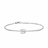 Petite Initial Chain Bracelet Sterling Silver with Diamond S