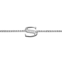 Petite Initial Chain Bracelet Sterling Silver with Diamond S