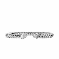 Cable Flex® Bracelet Sterling Silver with Pavé Diamond Domes, 6mm