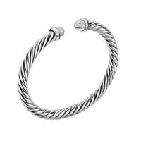 Cable Flex® Bracelet Sterling Silver with Pavé Diamond Domes, 6mm