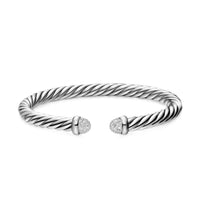 Cable Flex® Bracelet Sterling Silver with Pavé Diamond Domes, 6mm