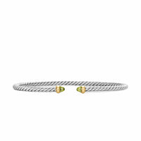 Micro Cable Flex® Bracelet Sterling Silver with 14K Yellow Gold and Peridot, 2.6mm