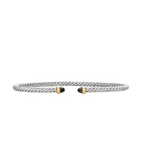 Micro Cable Flex® Bracelet Sterling Silver with 14K Yellow Gold and Black Onyx, 2.6mm