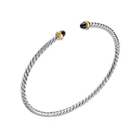 Micro Cable Flex® Bracelet Sterling Silver with 14K Yellow Gold and Black Onyx, 2.6mm