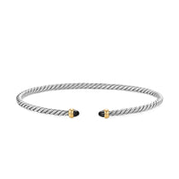 Micro Cable Flex® Bracelet Sterling Silver with 14K Yellow Gold and Black Onyx, 2.6mm