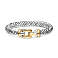 Cable Flex® Buckle Bracelet Sterling Silver with 14K Yellow Gold, 9mm
