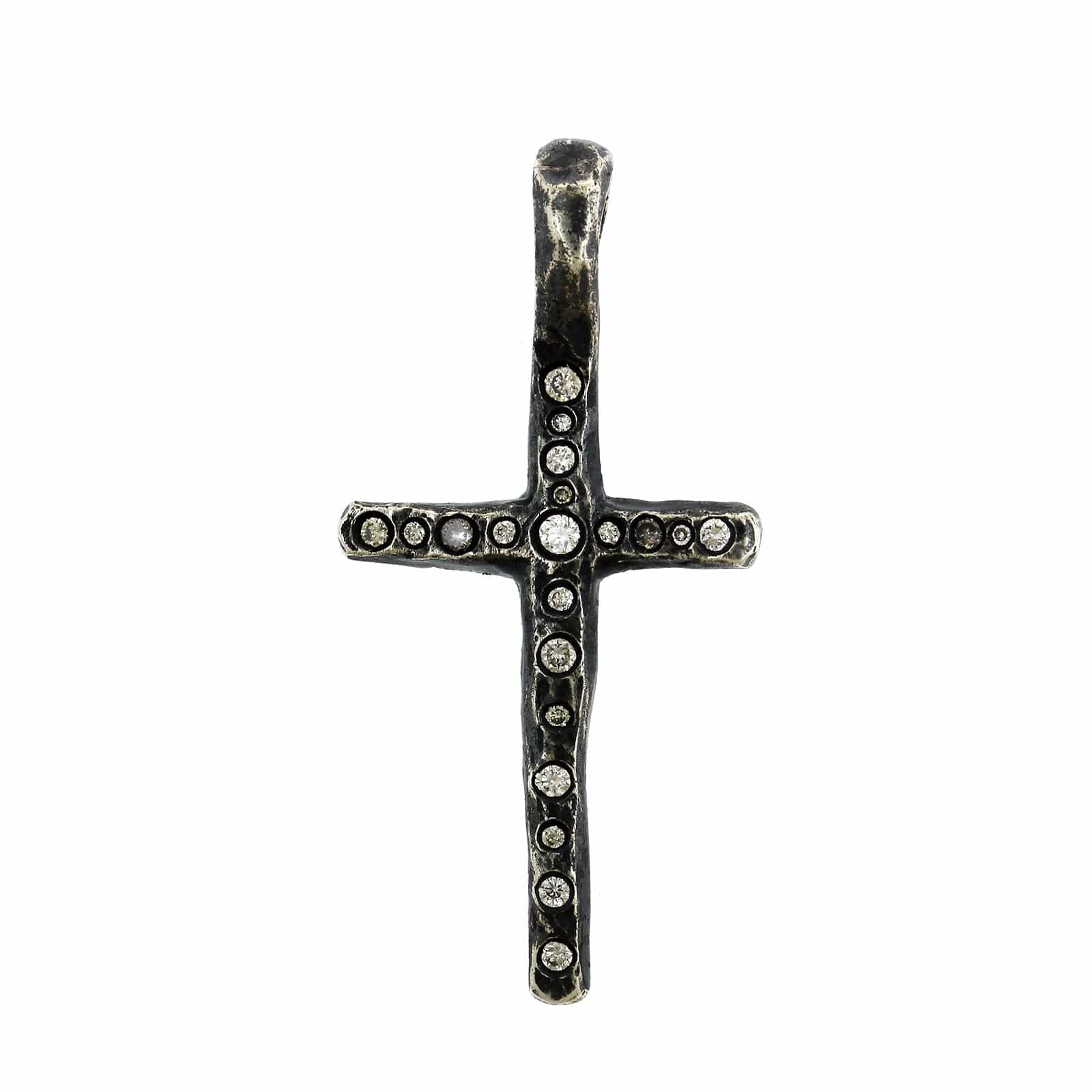 Oxidized Sterling Silver Diamond Cross Pendant