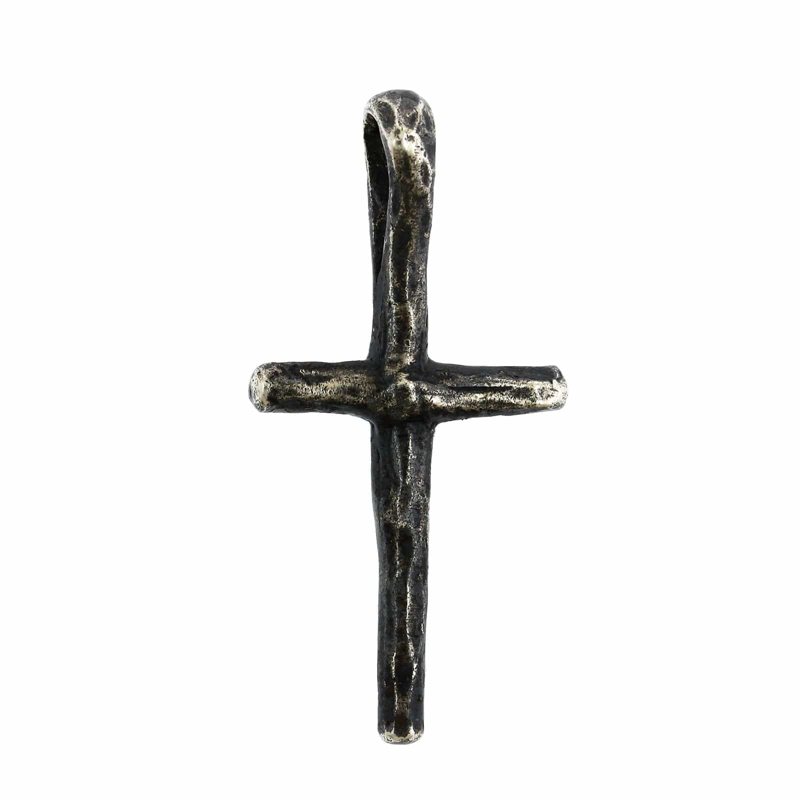 Oxidized Sterling Silver Diamond Cross Pendant