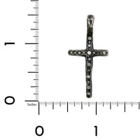 Oxidized Sterling Silver Diamond Cross Pendant