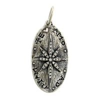 Sterling Silver Fleur De Lis and North Star Diamond Charm