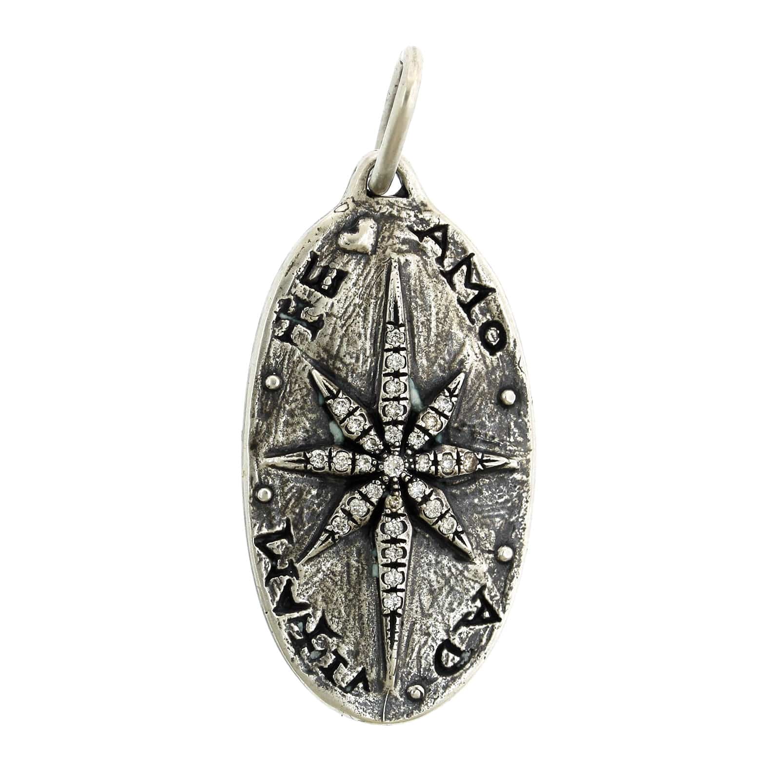 Sterling Silver Fleur De Lis and North Star Diamond Charm