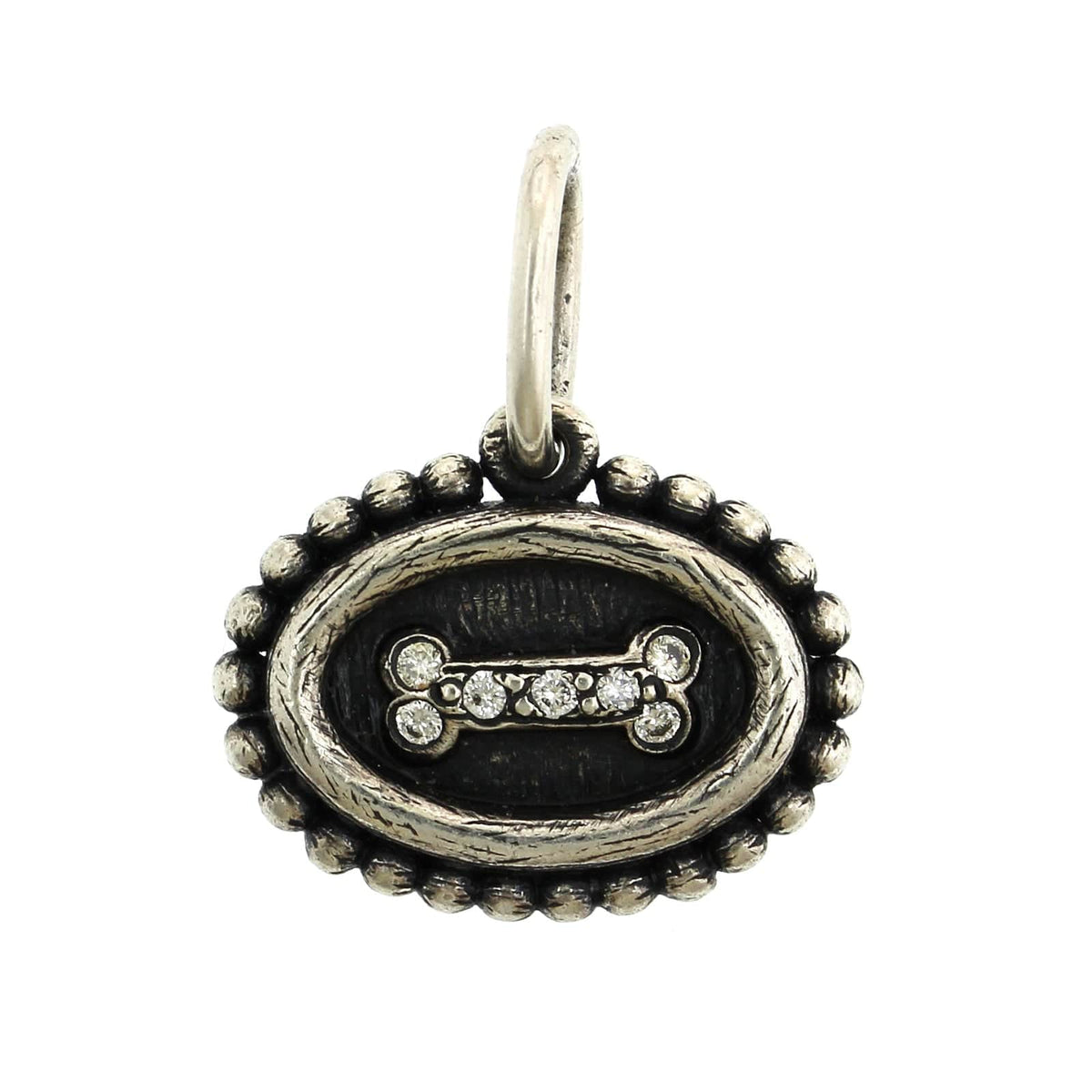 Sterling Silver Baby Diamond Dog Bone Charm