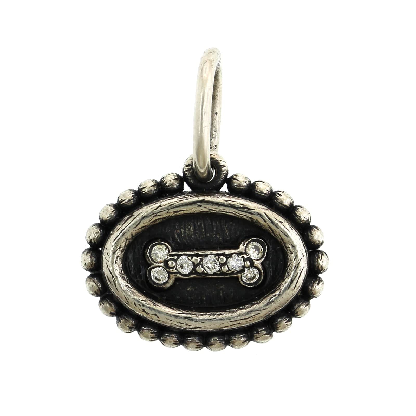 Sterling Silver Baby Diamond Dog Bone Charm