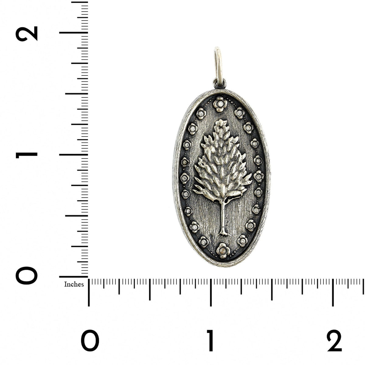 Sterling Silver Slim Tree Diamond Flower Charm