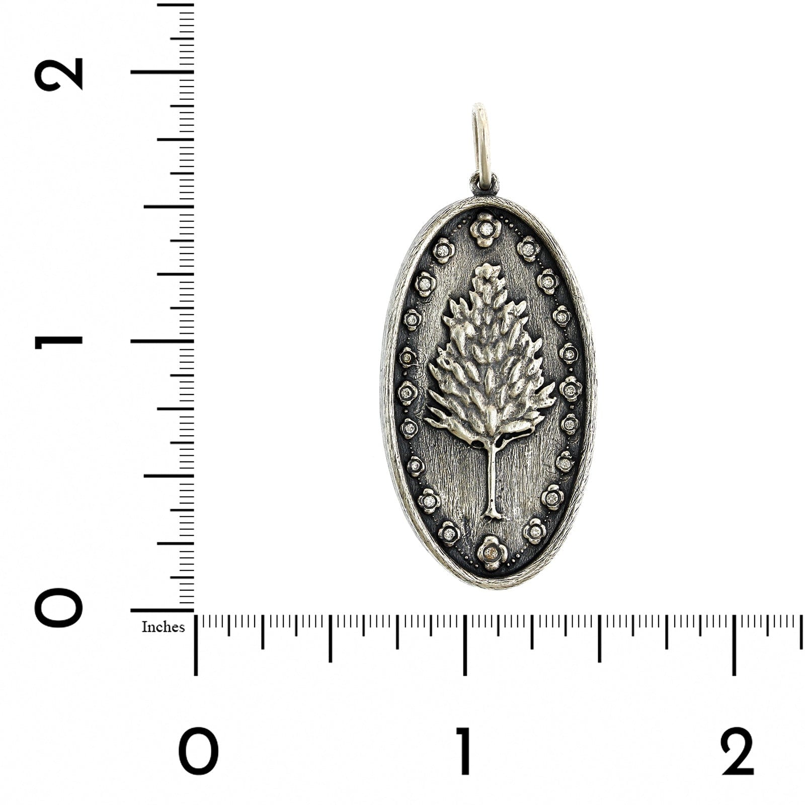Sterling Silver Slim Tree Diamond Flower Charm