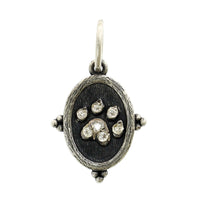 Sterling Silver Dog Paw Pave Diamond Charm