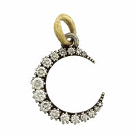 Sterling Silver Pave Diamond Crescent Moon Charm