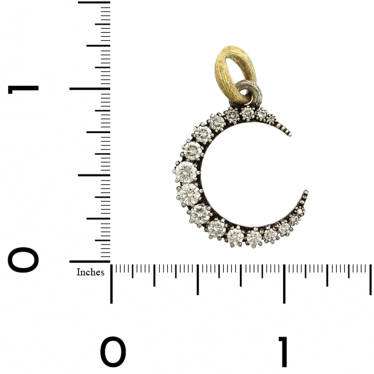 Sterling Silver Pave Diamond Crescent Moon Charm