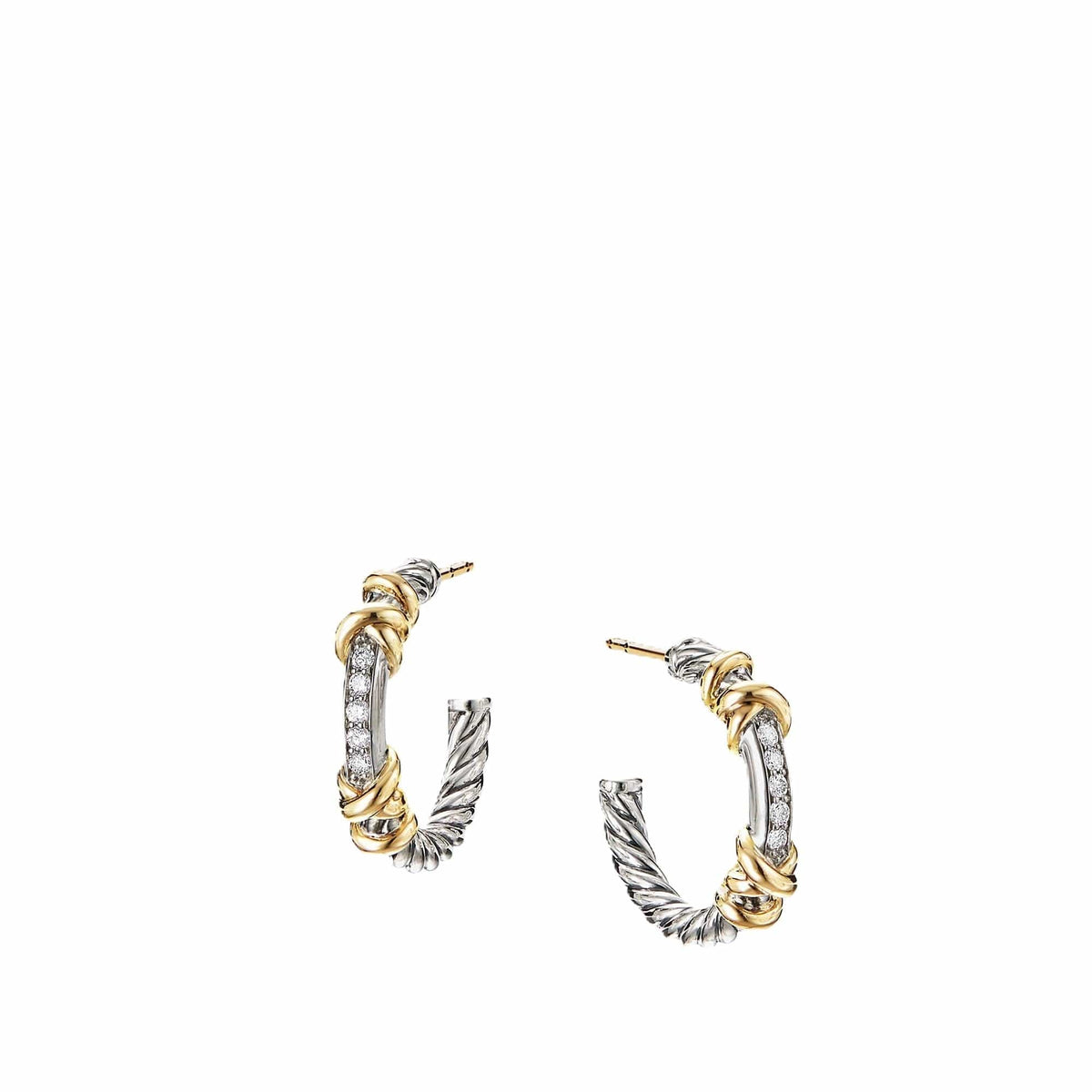 Petite Helena Hoop Earrings with 18K Yellow Gold and Diamonds