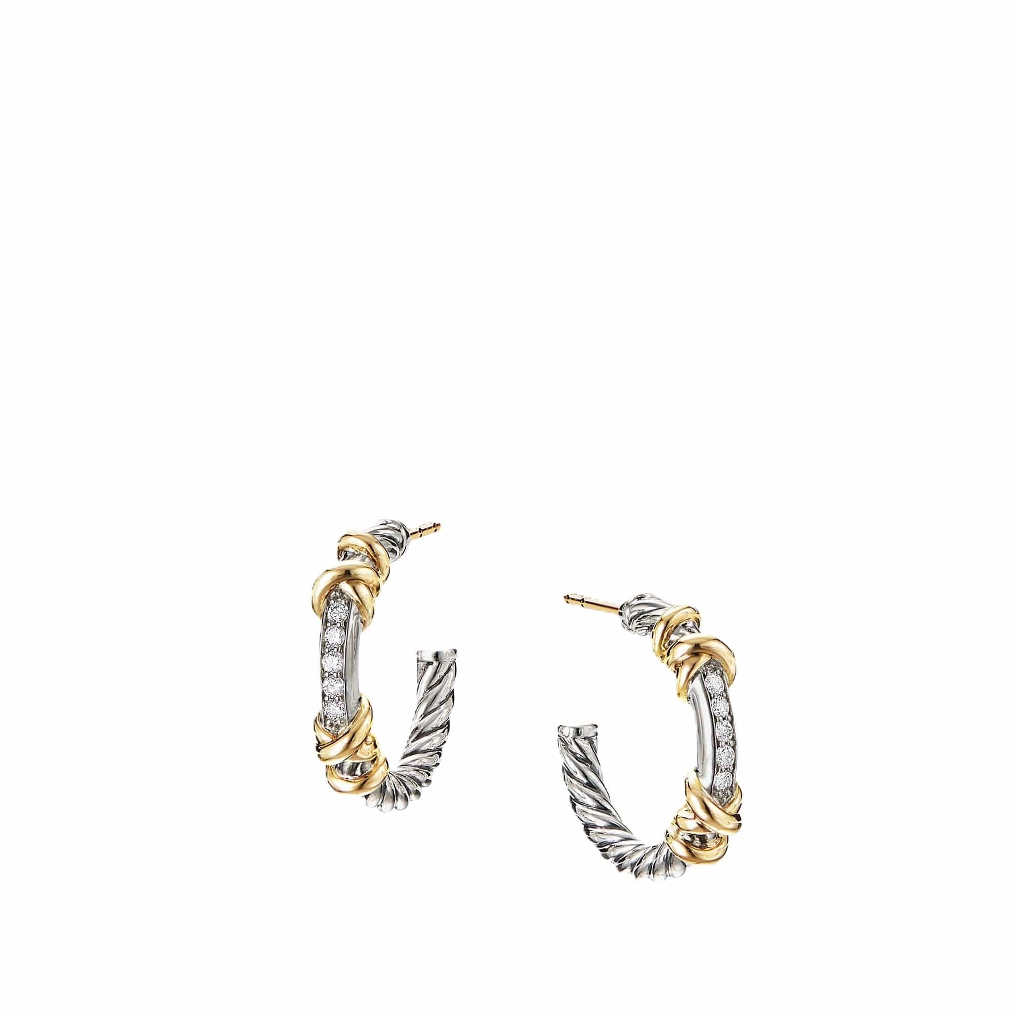 Petite Helena Hoop Earrings with 18K Yellow Gold and Diamonds