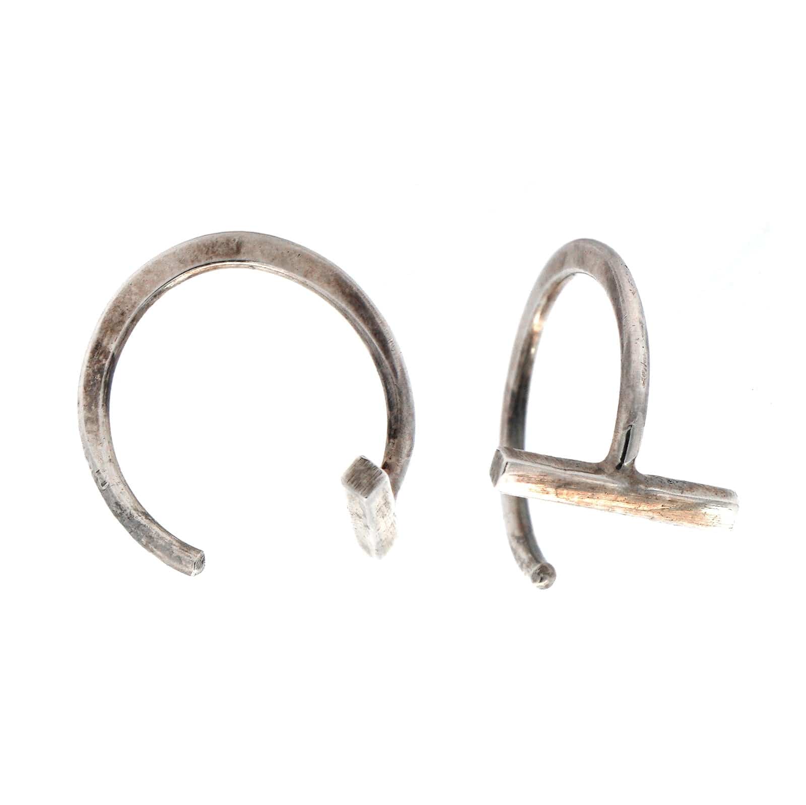 Sterling Silver Bar Hug Hoop Earrings