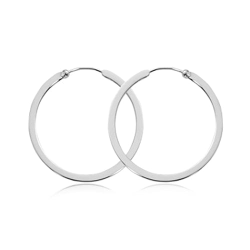 Sterling Silver Flat Hoop Earrings