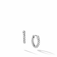 Sculpted Cable Huggie Hoop Earrings in Sterling Silver