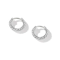 Sculpted Cable Huggie Hoop Earrings in Sterling Silver