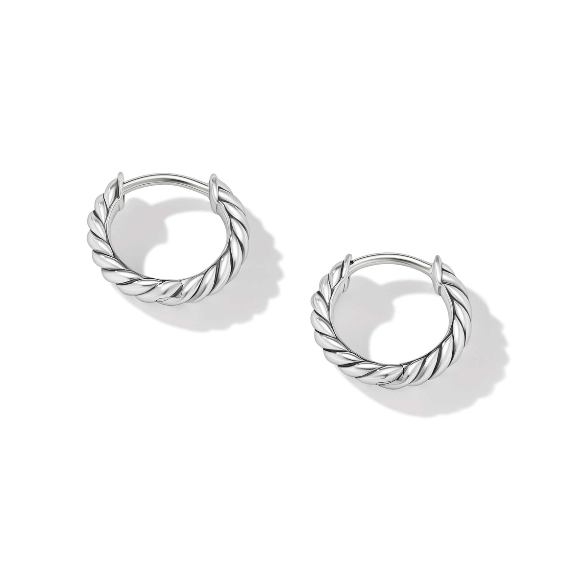 Sculpted Cable Huggie Hoop Earrings in Sterling Silver