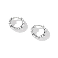 Sculpted Cable Huggie Hoop Earrings in Sterling Silver