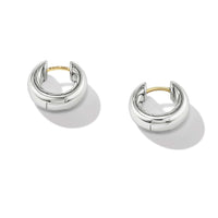 Sculpted Cable Micro Smooth Hoop Earrings in Sterling Silver