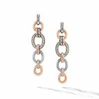 DY Mercer™ Linked Melange Drop Earrings in Sterling Silver with 18K Rose Gold and Pavé Cognac Diamonds