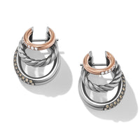 DY Mercer™ Melange Multi Hoop Earrings in Sterling Silver with 18K Rose Gold and Pavé Diamonds