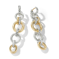 DY Mercer™ Linked Drop Earrings in Sterling Silver with 18K Yellow Gold and Pavé Diamonds