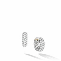 Sculpted Cable Micro Pavé Hoop Earrings in Sterling Silver