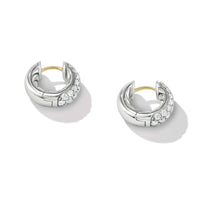 Sculpted Cable Micro Pavé Hoop Earrings in Sterling Silver