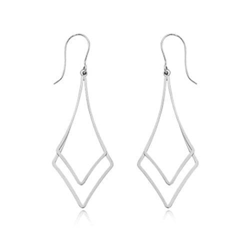 Sterling Silver Double Triangle Drop Earrings