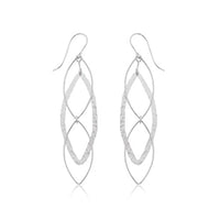 Sterling Silver Hammered Marquise Drop Earrings