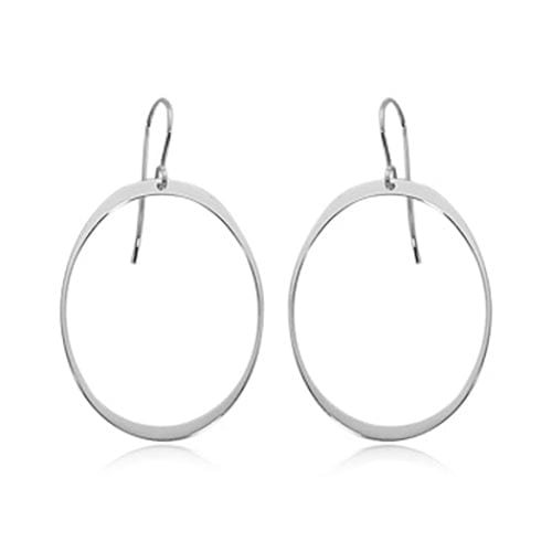 Sterling Silver Oval Drop Earrings