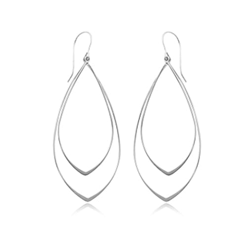 Sterling Silver Double Teardrop Drop Earrings