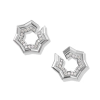 Zig Zag Stax™ Two Row Hoop Earrings in Sterling Silver with Diamonds, 27mm