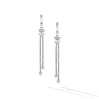 Zig Zag Stax™ Chain Drop Earrings in Sterling Silver with Diamonds, 66mm