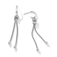 Zig Zag Stax™ Chain Drop Earrings in Sterling Silver with Diamonds, 66mm