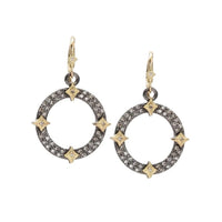 Armenta 18K Yellow Gold and Sterling Silver Open Circle Champagne Diamond Crivelli Earrings