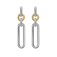 Lexington Double Link Drop Earrings Sterling Silver with 18K Yellow Gold, 54mm