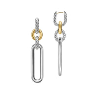 Lexington Double Link Drop Earrings Sterling Silver with 18K Yellow Gold, 54mm