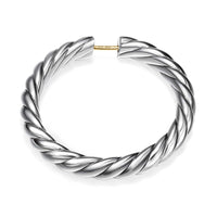 Sculpted Cable Hoop Earrings Sterling Silver, 38mm