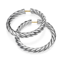 Sculpted Cable Hoop Earrings Sterling Silver, 38mm