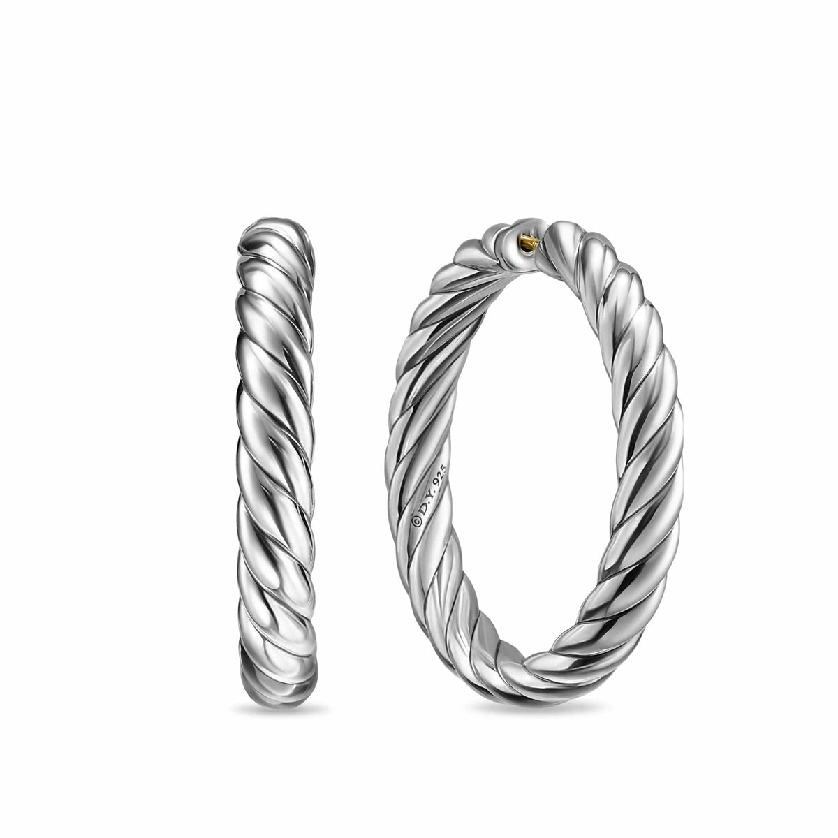 Sculpted Cable Hoop Earrings Sterling Silver, 38mm