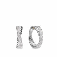 Sculpted Cable Hoop Earrings Sterling Silver, 38mm